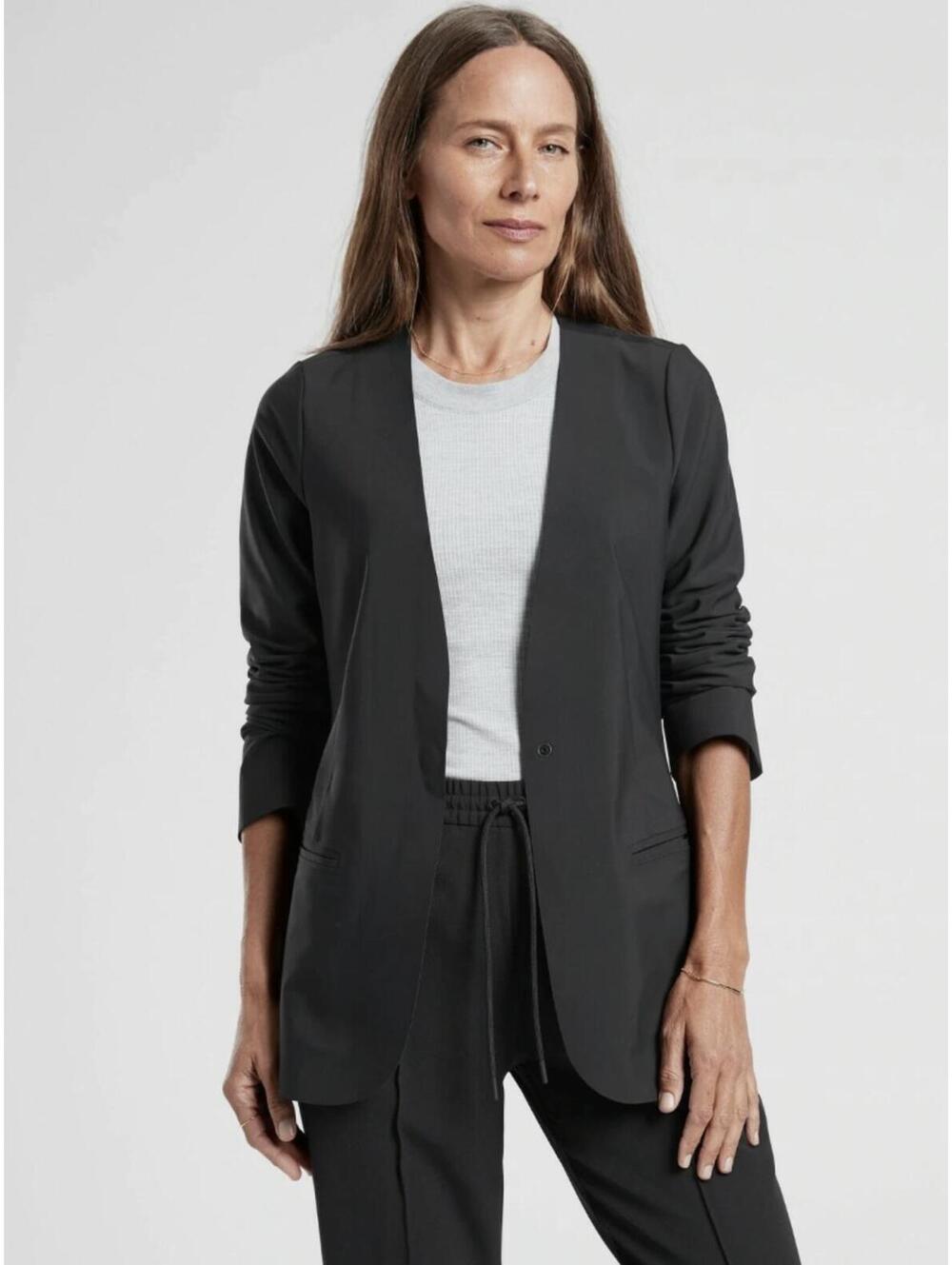 Athleta Avenue Blazer Jacket, Black, Size 8, Nylon Stretch